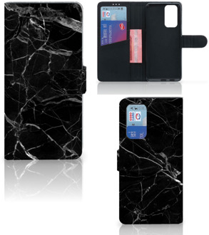 B2Ctelecom Telefoonhoesje OnePlus 9 Pro Wallet Book Case Vaderdag Cadeau Marmer Zwart