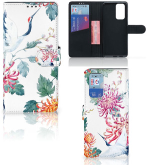 B2Ctelecom Telefoonhoesje OnePlus 9 Pro Wallet Bookcase Bird Flowers