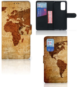 B2Ctelecom Telefoonhoesje OnePlus 9 Pro Wallet Bookcase Wereldkaart