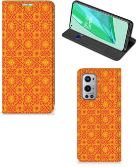 B2Ctelecom Telefoonhoesje OnePlus 9 Pro Wallet Case Batik Orange