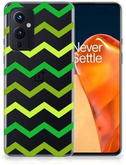 B2Ctelecom Telefoonhoesje OnePlus 9 TPU Siliconen Hoesje met Foto Zigzag Groen