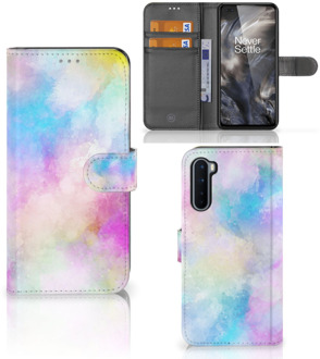 B2Ctelecom Telefoonhoesje OnePlus Nord Bookcase Personaliseren Watercolor Light