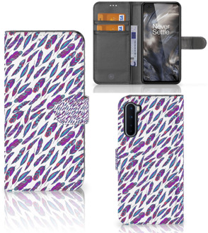 B2Ctelecom Telefoonhoesje OnePlus Nord Flip Cover Feathers Color