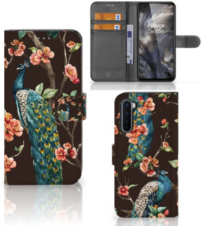 B2Ctelecom Telefoonhoesje OnePlus Nord Flipcase Cover Pauw met Bloemen