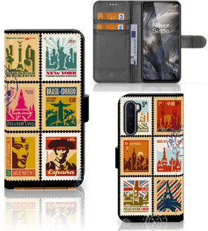 B2Ctelecom Telefoonhoesje OnePlus Nord Flipcover Design Postzegels