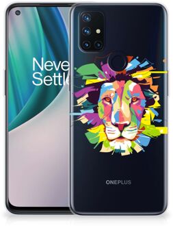 B2Ctelecom Telefoonhoesje OnePlus Nord N10 5G Back Cover Siliconen Hoesje Super als Cadeautjes voor Jongens Lion Color