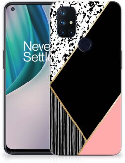 B2Ctelecom Telefoonhoesje OnePlus Nord N10 5G TPU Silicone Hoesje Black Pink Shapes