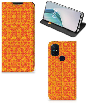 B2Ctelecom Telefoonhoesje OnePlus Nord N10 5G Wallet Case Batik Orange