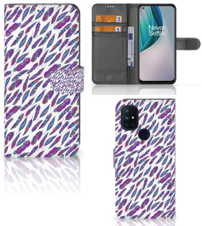 B2Ctelecom Telefoonhoesje OnePlus Nord N10 Flip Cover Feathers Color