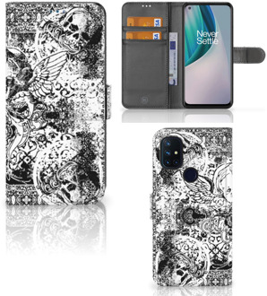 B2Ctelecom Telefoonhoesje OnePlus Nord N10 Wallet Book Case Skulls Angel