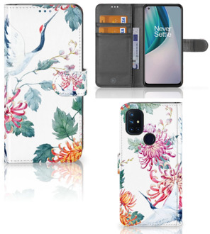 B2Ctelecom Telefoonhoesje OnePlus Nord N10 Wallet Bookcase Bird Flowers