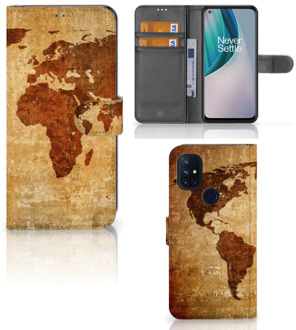 B2Ctelecom Telefoonhoesje OnePlus Nord N10 Wallet Bookcase Wereldkaart