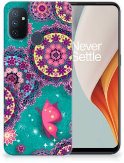 B2Ctelecom Telefoonhoesje OnePlus Nord N100 Back Cover Siliconen Hoesje Cirkels en Vlinders