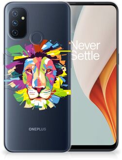 B2Ctelecom Telefoonhoesje OnePlus Nord N100 Back Cover Siliconen Hoesje Super als Cadeautjes voor Jongens Lion Color