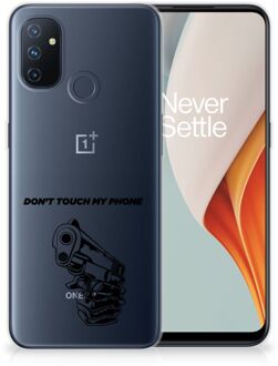 B2Ctelecom Telefoonhoesje OnePlus Nord N100 Back Cover Siliconen Hoesje Transparant Gun Don't Touch My Phone