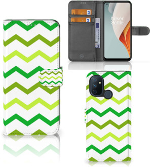 B2Ctelecom Telefoonhoesje OnePlus Nord N100 Flip Case Zigzag Groen