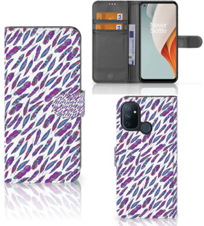 B2Ctelecom Telefoonhoesje OnePlus Nord N100 Flip Cover Feathers Color