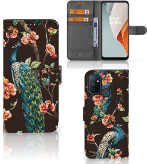 B2Ctelecom Telefoonhoesje OnePlus Nord N100 Flipcase Cover Pauw met Bloemen