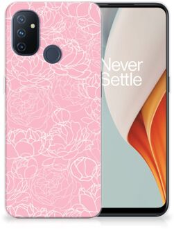 B2Ctelecom Telefoonhoesje OnePlus Nord N100 Hoesje Witte Bloemen