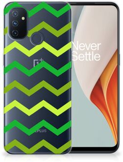 B2Ctelecom Telefoonhoesje OnePlus Nord N100 TPU Siliconen Hoesje met Foto Zigzag Groen