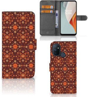 B2Ctelecom Telefoonhoesje OnePlus Nord N100 Wallet Book Case Batik Brown