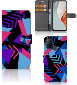 B2Ctelecom Telefoonhoesje OnePlus Nord N100 Wallet Book Case Design Funky Triangle