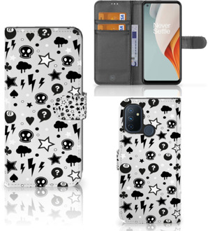 B2Ctelecom Telefoonhoesje OnePlus Nord N100 Wallet Book Case met Pasjeshouder Silver Punk