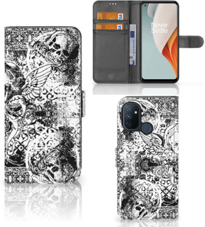 B2Ctelecom Telefoonhoesje OnePlus Nord N100 Wallet Book Case Skulls Angel