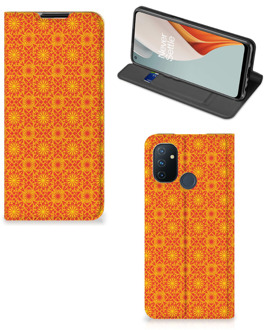 B2Ctelecom Telefoonhoesje OnePlus Nord N100 Wallet Case Batik Orange