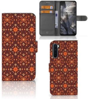 B2Ctelecom Telefoonhoesje OnePlus Nord Wallet Book Case Batik Brown