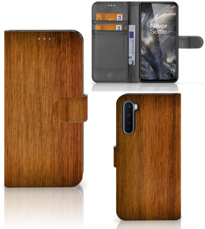 B2Ctelecom Telefoonhoesje OnePlus Nord Wallet Book Case Donker Hout