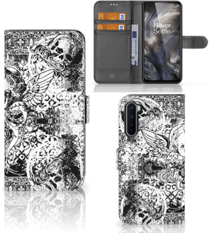 B2Ctelecom Telefoonhoesje OnePlus Nord Wallet Book Case Skulls Angel