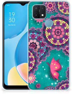 B2Ctelecom Telefoonhoesje OPPO A15 Back Cover Siliconen Hoesje Cirkels en Vlinders