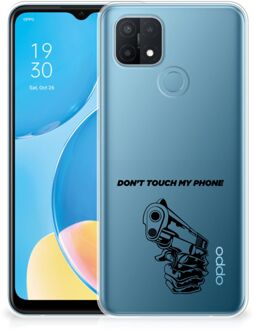 B2Ctelecom Telefoonhoesje OPPO A15 Back Cover Siliconen Hoesje Transparant Gun Don't Touch My Phone