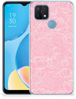 B2Ctelecom Telefoonhoesje OPPO A15 Hoesje Witte Bloemen