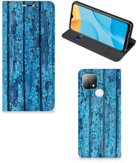 B2Ctelecom Telefoonhoesje OPPO A15 Magnet Case Wood Blue