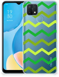 B2Ctelecom Telefoonhoesje OPPO A15 TPU Siliconen Hoesje met Foto Zigzag Groen