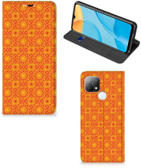 B2Ctelecom Telefoonhoesje OPPO A15 Wallet Case Batik Orange