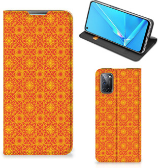 B2Ctelecom Telefoonhoesje OPPO A52 | A72 Wallet Case Batik Orange