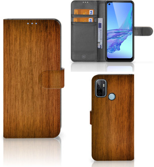 B2Ctelecom Telefoonhoesje OPPO A53 | OPPO A53s Wallet Book Case Donker Hout