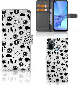 B2Ctelecom Telefoonhoesje OPPO A53 | OPPO A53s Wallet Book Case met Pasjeshouder Silver Punk