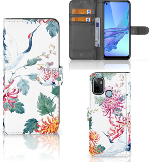 B2Ctelecom Telefoonhoesje OPPO A53 | OPPO A53s Wallet Bookcase Bird Flowers