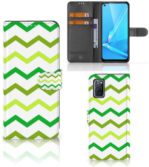 B2Ctelecom Telefoonhoesje OPPO A72 | OPPO A52 Flip Case Zigzag Groen