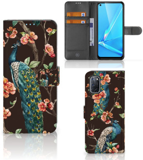 B2Ctelecom Telefoonhoesje OPPO A72 | OPPO A52 Flipcase Cover Pauw met Bloemen