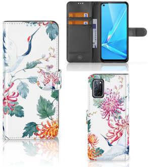 B2Ctelecom Telefoonhoesje OPPO A72 | OPPO A52 Wallet Bookcase Bird Flowers