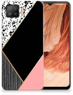 B2Ctelecom Telefoonhoesje OPPO A73 4G TPU Silicone Hoesje Black Pink Shapes