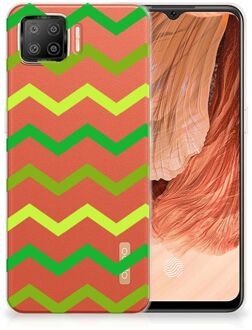 B2Ctelecom Telefoonhoesje OPPO A73 4G TPU Siliconen Hoesje met Foto Zigzag Groen