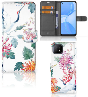 B2Ctelecom Telefoonhoesje OPPO A73 5G Wallet Bookcase Bird Flowers