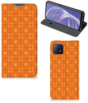 B2Ctelecom Telefoonhoesje OPPO A73 5G Wallet Case Batik Orange