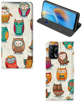 B2Ctelecom Telefoonhoesje OPPO A74 4G Bookcover Vrolijke Uilen